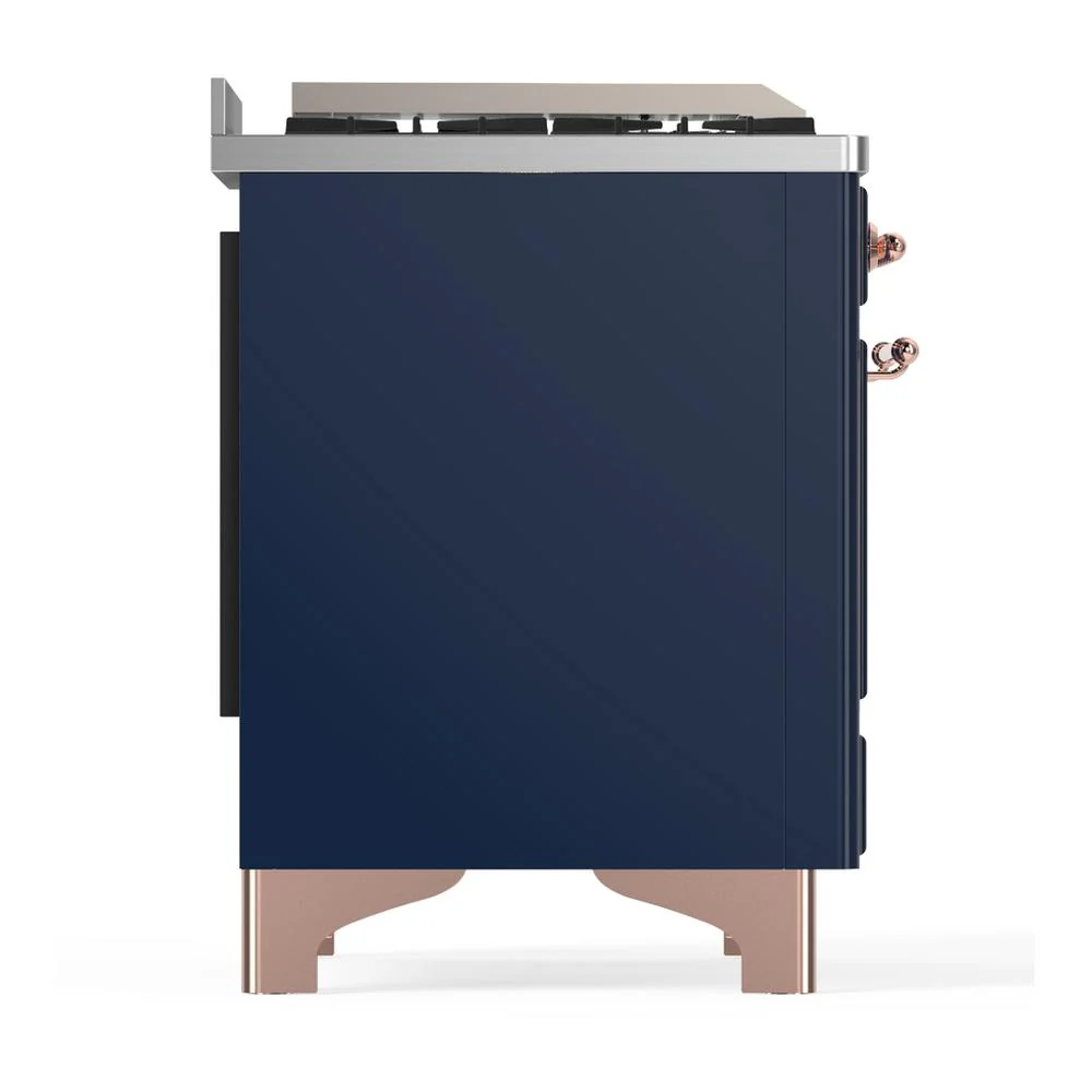 Ilve UM36FQNR3MBP Ilve Um36Fqnr3Mbp Majestic Iii 36 Inch Dual Fuel Range With 6 Black Brass Burners And Griddle, Dual Function Burner Up To 25,000 Btu (Solid Door, Midnight Blue, Copper, Natural Gas) - Image 6