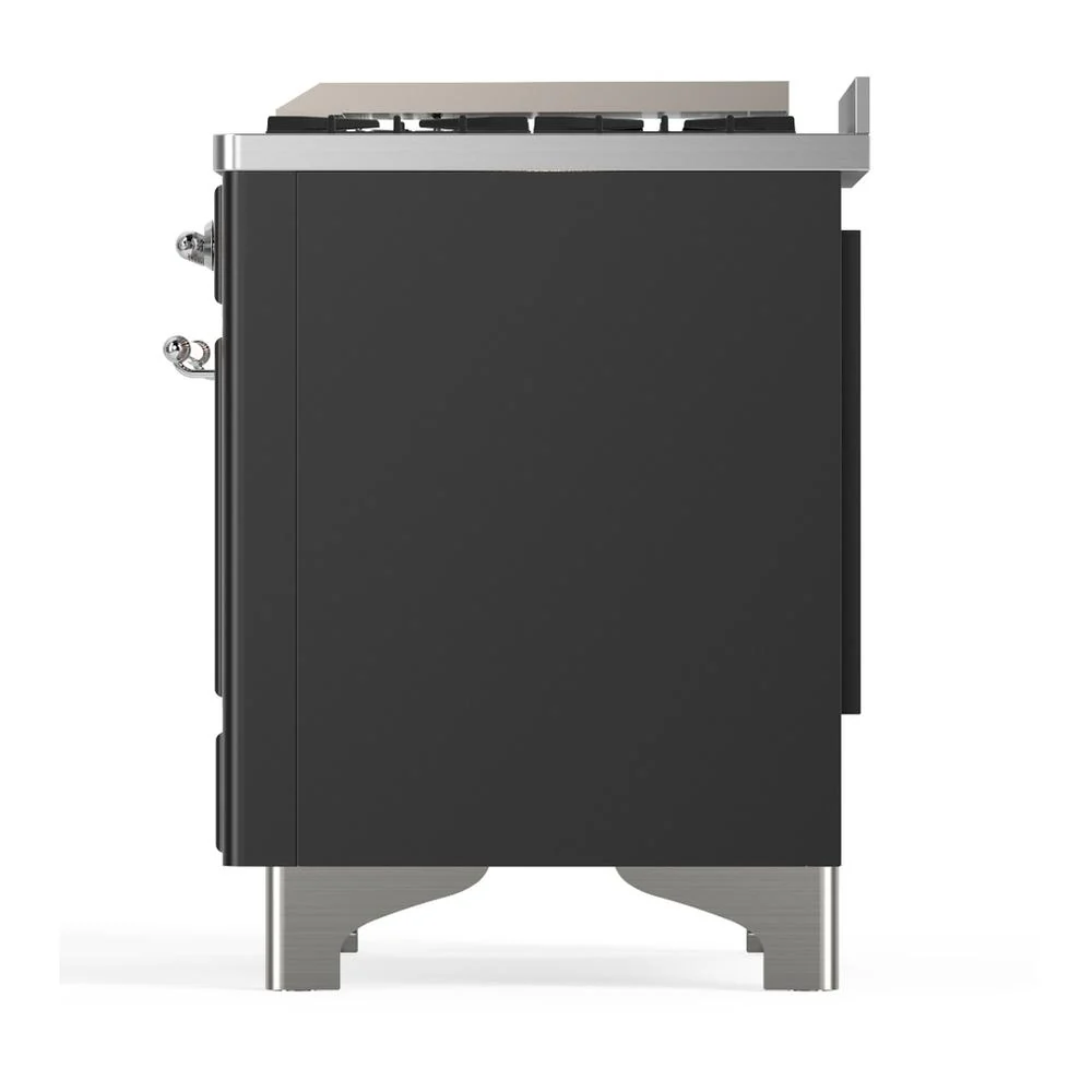 Ilve UM36FQNR3MGCLP Ilve Um36Fqnr3Mgclp Majestic Iii 36 Inch Dual Fuel Range With 6 Black Brass Burners And Griddle, Dual Function Burner Up To 25,000 Btu (Solid Door, Graphite Matte, Chrome, Liquid Propane) - Image 7