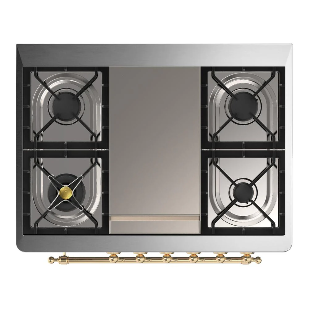Ilve UM36FQNR3MGGLP Ilve Um36Fqnr3Mgglp Majestic Iii 36 Inch Dual Fuel Range With 6 Black Brass Burners And Griddle, Dual Function Burner Up To 25,000 Btu (Solid Door, Graphite Matte, Brass, Liquid Propane) - Image 4