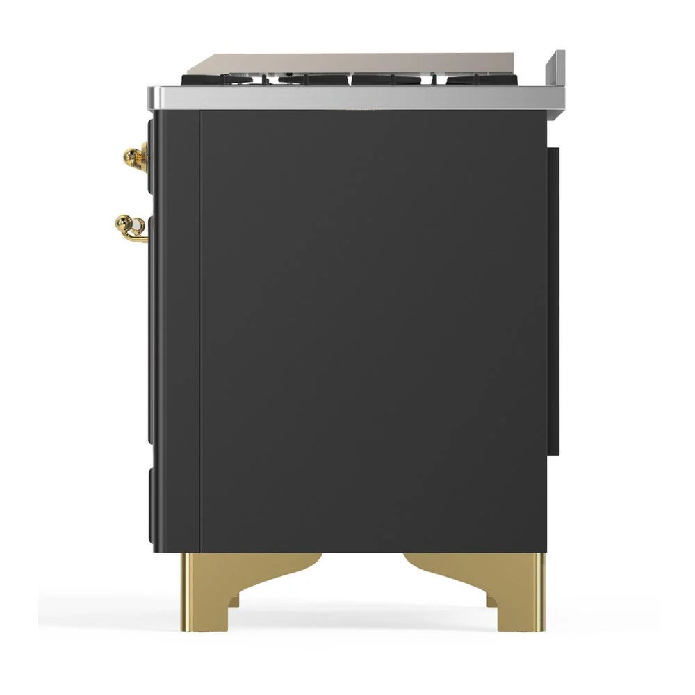Ilve UM36FQNR3MGGLP Ilve Um36Fqnr3Mgglp Majestic Iii 36 Inch Dual Fuel Range With 6 Black Brass Burners And Griddle, Dual Function Burner Up To 25,000 Btu (Solid Door, Graphite Matte, Brass, Liquid Propane) - Image 7