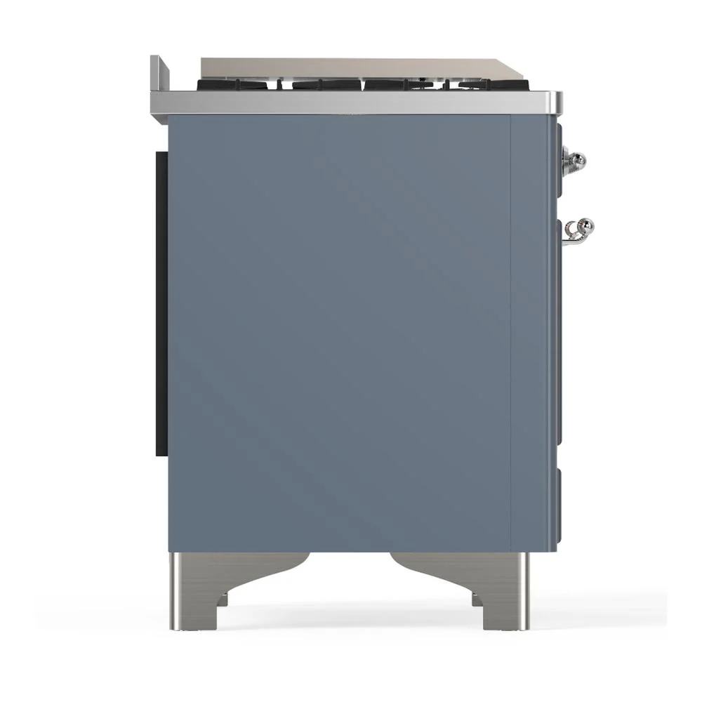 Ilve UM48FNR3BGC Ilve Um48Fnr3Bgc Majestic Iii 48 Inch Dual Fuel Range With 8 Burners And Griddle, Dual Function Burner Up To 25,000 Btu (Natural Gas, Triple Glass Door, Blue Grey, Chrome) - Image 8