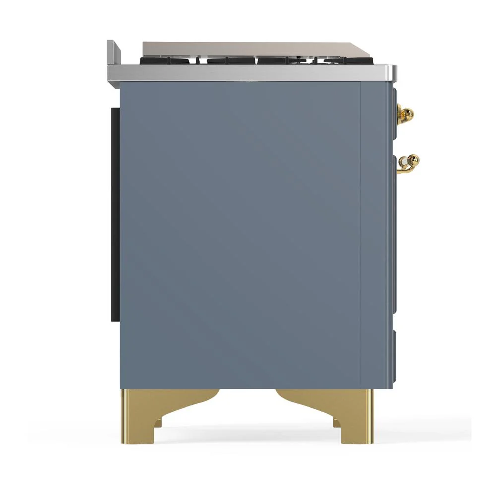 Ilve UM48FNR3BGGLP Ilve Um48Fnr3Bgglp Majestic Iii 48 Inch Dual Fuel Range With 8 Burners And Griddle, Dual Function Burner Up To 25,000 Btu (Liquid Propane, Triple Glass Door, Blue Grey, Brass) - Image 8