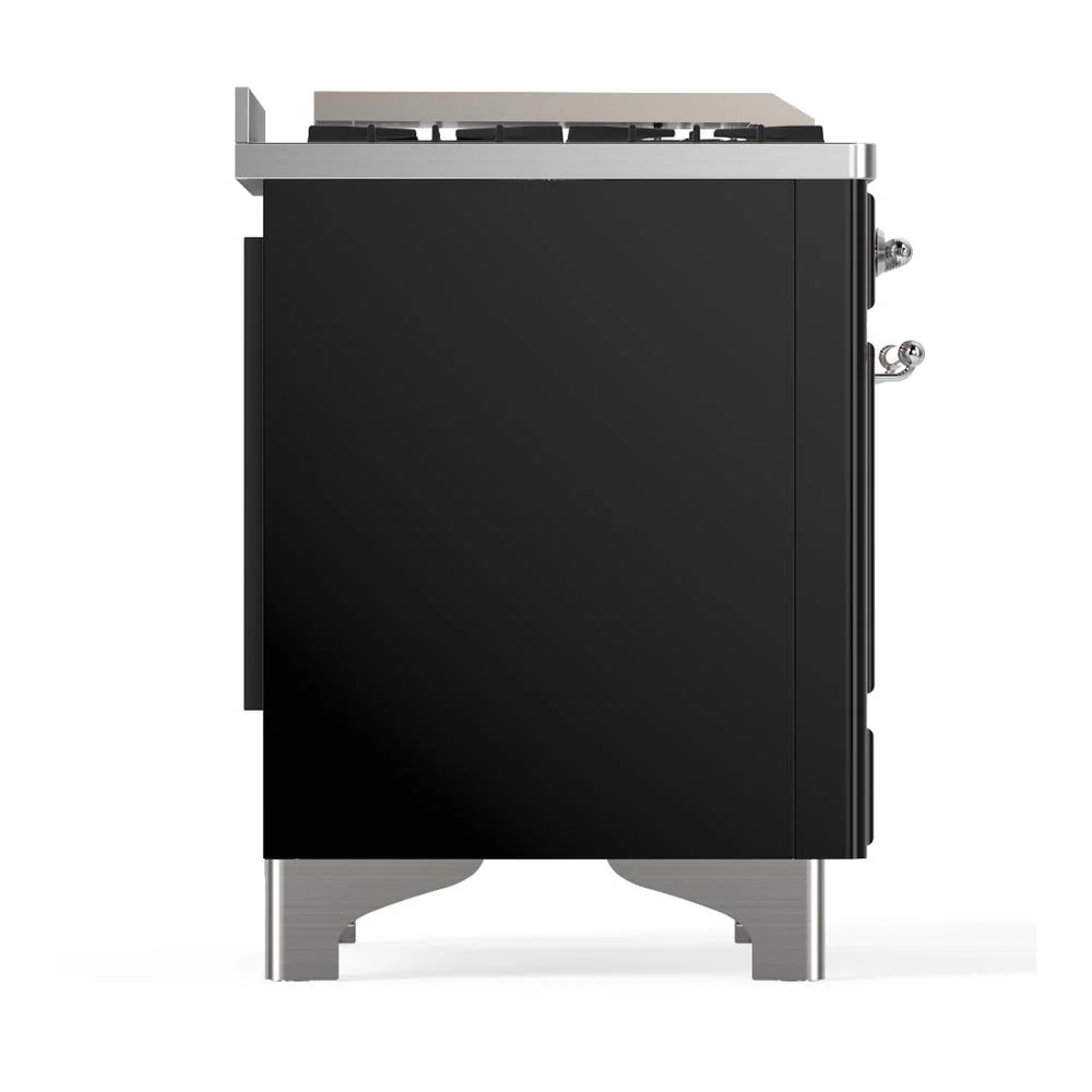 Ilve UM48FNR3BKC Ilve Um48Fnr3Bkc Majestic Iii 48 Inch Dual Fuel Range With 8 Burners And Griddle, Dual Function Burner Up To 25,000 Btu (Natural Gas, Triple Glass Door, Glossy Black, Chrome) - Image 8