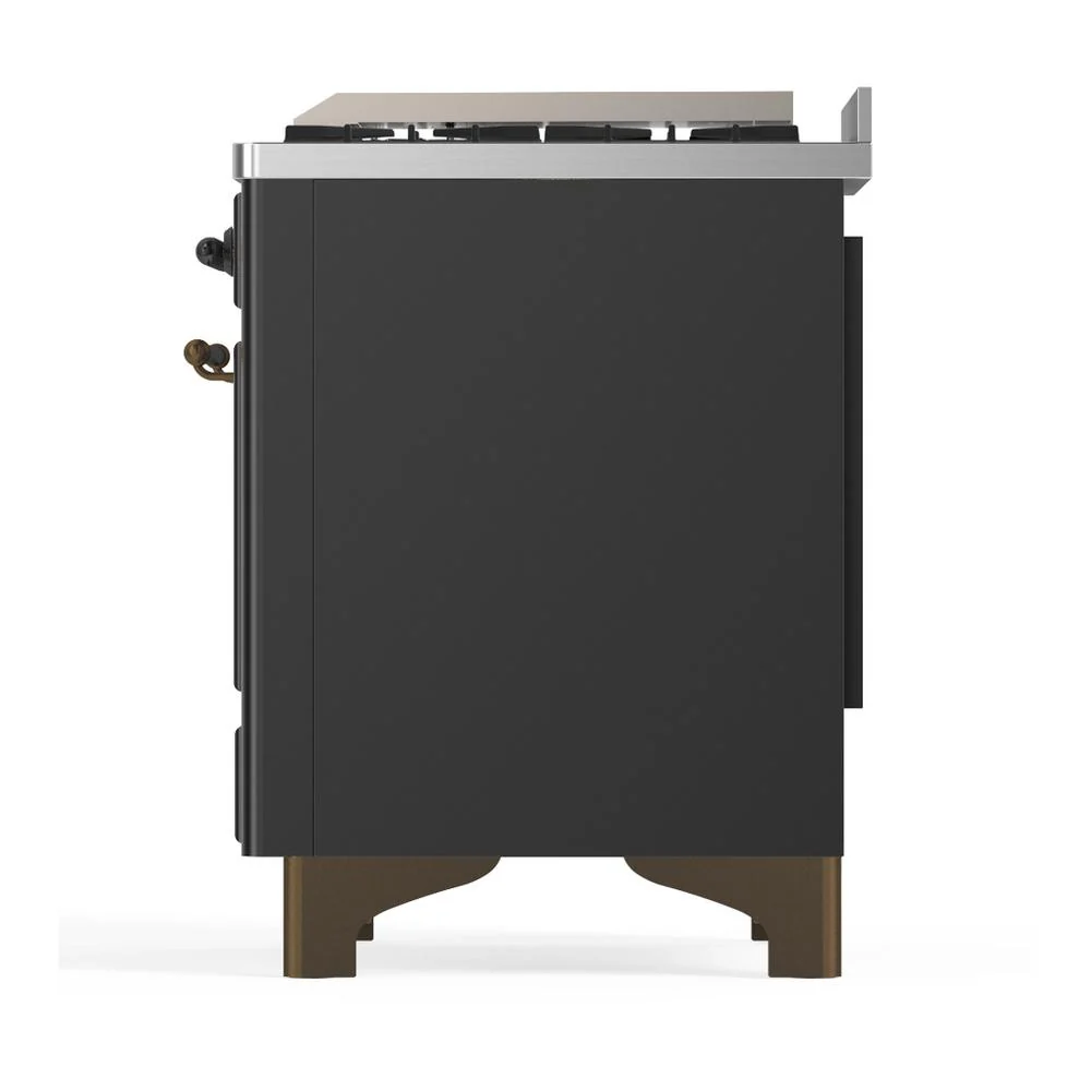 Ilve UM48FNR3MGB Ilve Um48Fnr3Mgb Majestic Iii 48 Inch Dual Fuel Range With 8 Burners And Griddle, Dual Function Burner Up To 25,000 Btu (Natural Gas, Triple Glass Door, Graphite Matte, Burnished) - Image 9