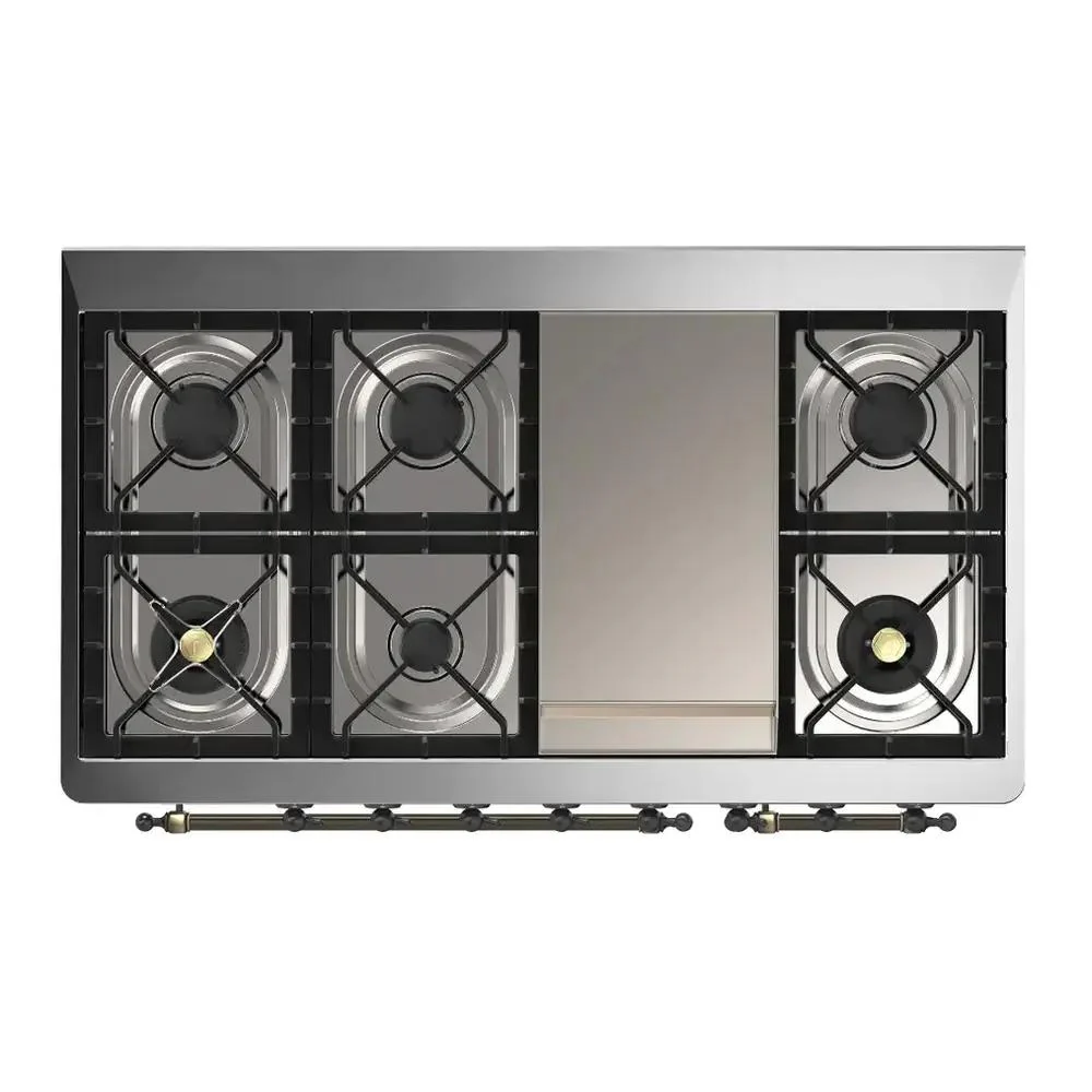 Ilve UM48FNR3RABLP Ilve Um48Fnr3Rablp Majestic Iii 48 Inch Dual Fuel Range With 8 Burners And Griddle, Dual Function Burner Up To 25,000 Btu (Liquid Propane, Triple Glass Door, Ral, Burnished) - Image 6