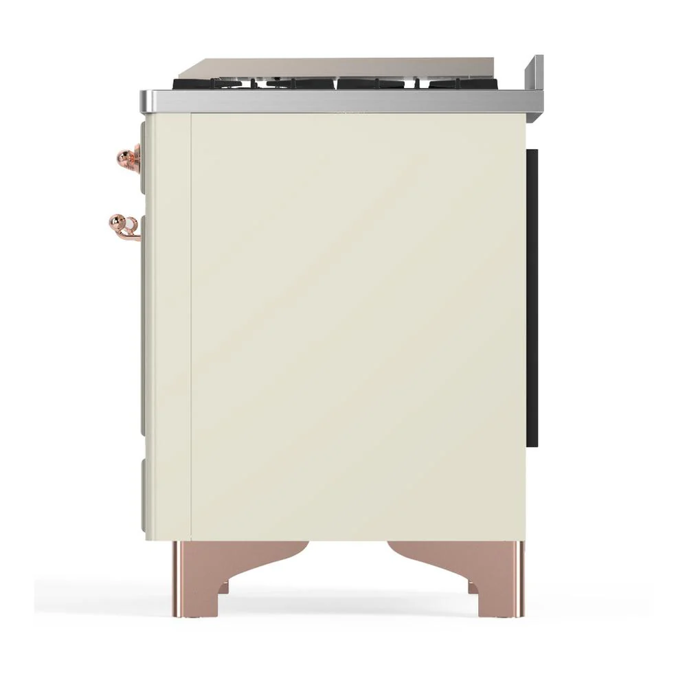Ilve UM48FQNR3AWP Ilve Um48Fqnr3Awp Majestic Iii 48 Inch Dual Fuel Range With 8 Burners And Griddle, Dual Function Burner Up To 25,000 Btu (Natural Gas, Solid Door, Antique White, Copper) - Image 9