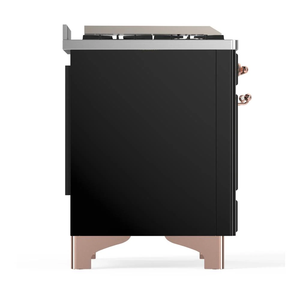Ilve UM48FQNR3BKPLP Ilve Um48Fqnr3Bkplp Majestic Iii 48 Inch Dual Fuel Range With 8 Burners And Griddle, Dual Function Burner Up To 25,000 Btu (Liquid Propane, Solid Door, Glossy Black, Copper) - Image 8