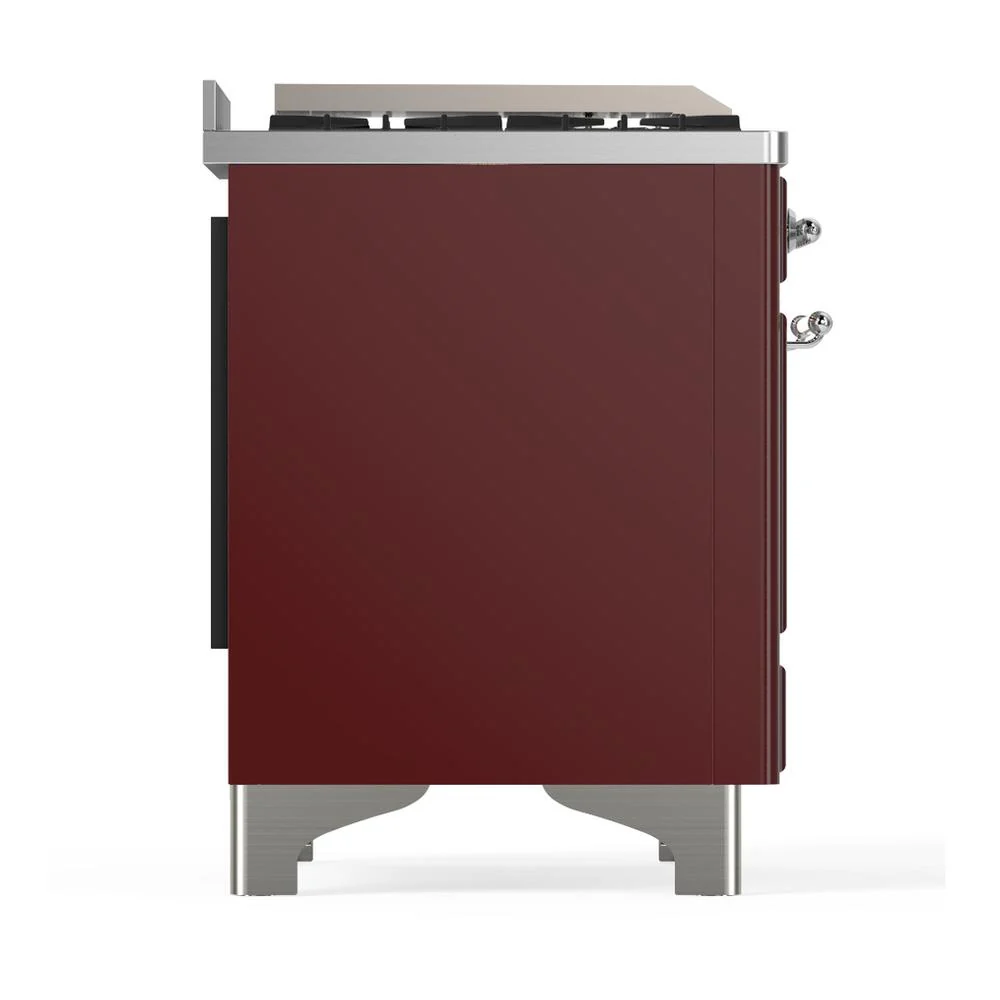 Ilve UM48FQNR3BUC Ilve Um48Fqnr3Buc Majestic Iii 48 Inch Dual Fuel Range With 8 Burners And Griddle, Dual Function Burner Up To 25,000 Btu (Natural Gas, Solid Door, Burgundy, Chrome) - Image 8