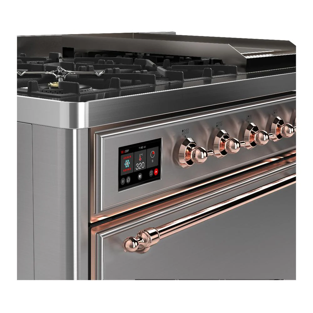 Ilve UM48FQNR3SSP Ilve Um48Fqnr3Ssp Majestic Iii 48 Inch Dual Fuel Range With 8 Burners And Griddle, Dual Function Burner Up To 25,000 Btu (Natural Gas, Solid Door, Stainless Steel, Copper) - Image 7