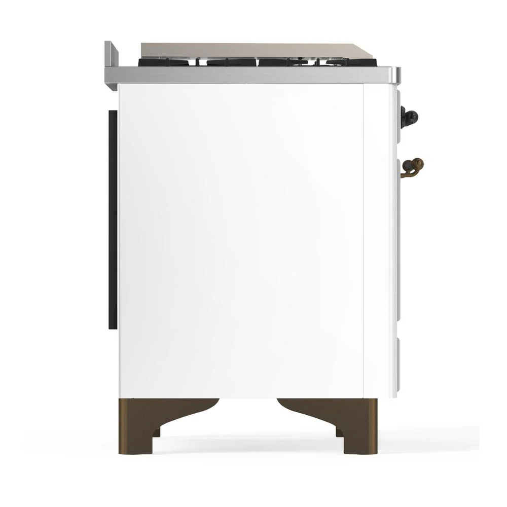 Ilve UM48FQNR3WHB Ilve Um48Fqnr3Whb Majestic Iii 48 Inch Dual Fuel Range With 8 Burners And Griddle, Dual Function Burner Up To 25,000 Btu (Natural Gas, Solid Door, White, Burnished) - Image 8