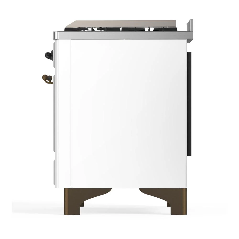 Ilve UM48FQNR3WHBLP Ilve Um48Fqnr3Whblp Majestic Iii 48 Inch Dual Fuel Range With 8 Burners And Griddle, Dual Function Burner Up To 25,000 Btu (Liquid Propane, Solid Door, White, Burnished) - Image 9