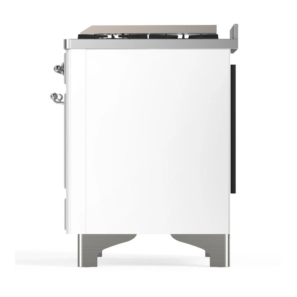Ilve UM48FQNR3WHC Ilve Um48Fqnr3Whc Majestic Iii 48 Inch Dual Fuel Range With 8 Burners And Griddle, Dual Function Burner Up To 25,000 Btu (Natural Gas, Solid Door, White, Chrome) - Image 9
