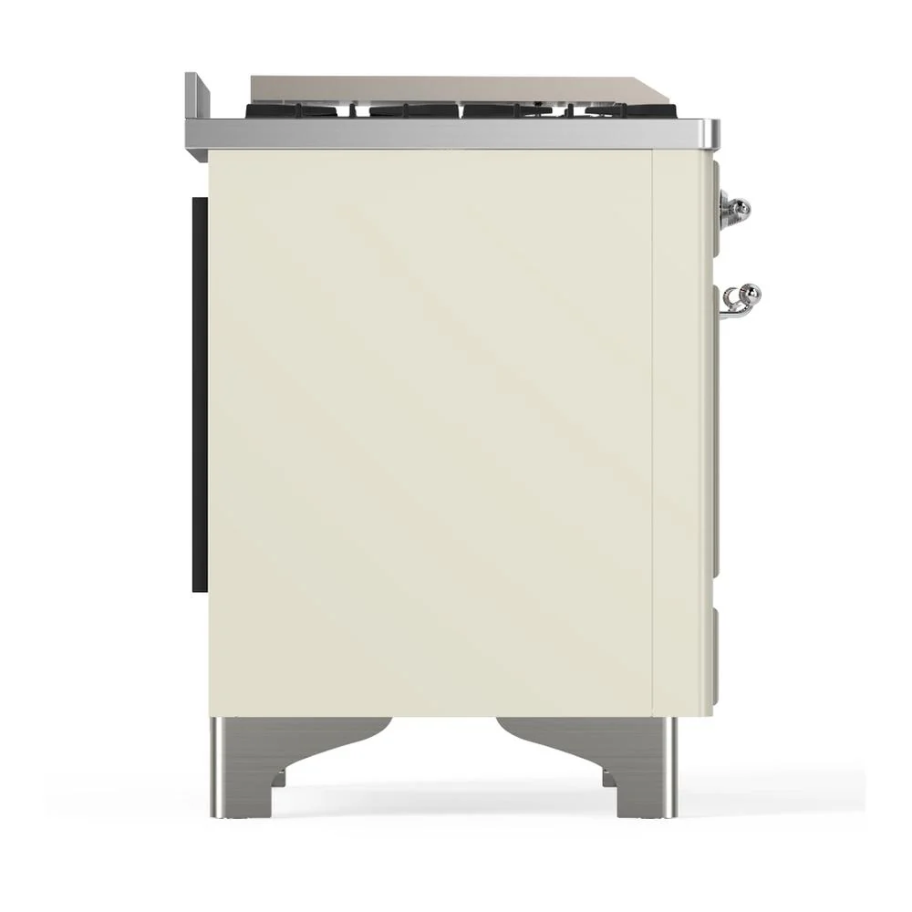 Ilve UM48FSNR3AWC Ilve Um48Fsnr3Awc Majestic Iii 48 Inch Dual Fuel Range With 5 Black Brass Burners, Griddle And French Top, Dual Function Burner Up To 25,000 Btu (Natural Gas, Triple Glass Door, Antique White, Chrome) - Image 8