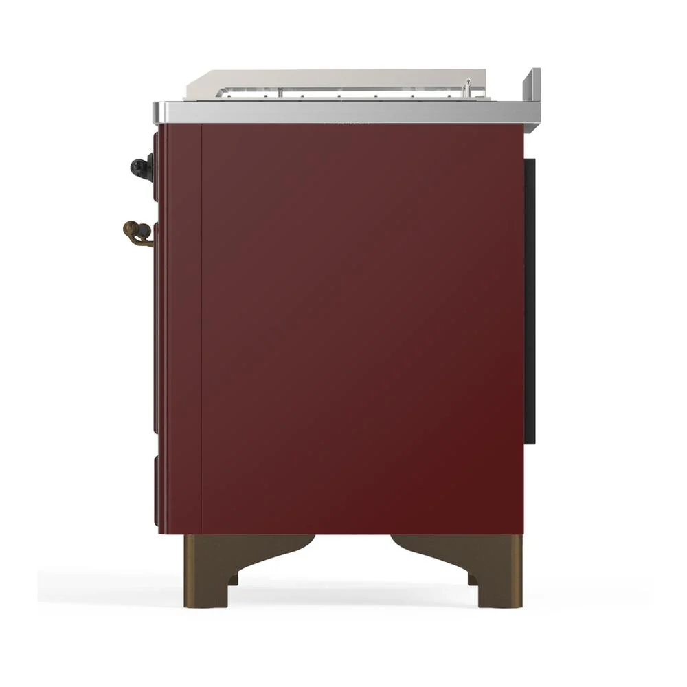 Ilve UM48FSNR3BUBLP Ilve Um48Fsnr3Bublp Majestic Iii 48 Inch Dual Fuel Range With 5 Black Brass Burners, Griddle And French Top, Dual Function Burner Up To 25,000 Btu (Liquid Propane, Triple Glass Door, Burgundy, Burnished) - Image 9
