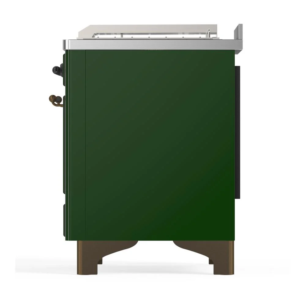 Ilve UM48FSNR3EGB Ilve Um48Fsnr3Egb Majestic Iii 48 Inch Dual Fuel Range With 5 Black Brass Burners, Griddle And French Top, Dual Function Burner Up To 25,000 Btu (Natural Gas, Triple Glass Door, Emerald Green, Burnished) - Image 9