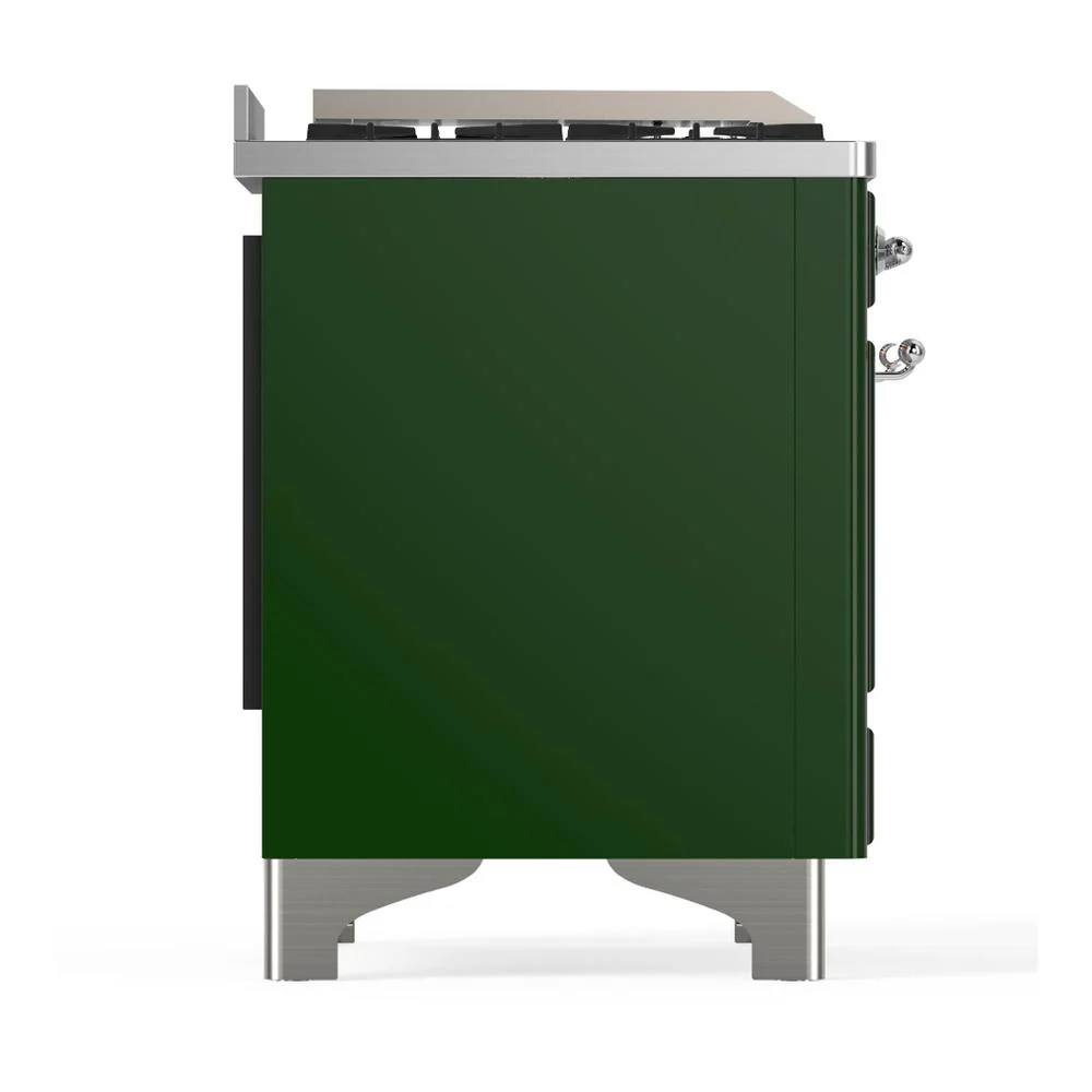 Ilve UM48FSNR3EGCLP Ilve Um48Fsnr3Egclp Majestic Iii 48 Inch Dual Fuel Range With 5 Black Brass Burners, Griddle And French Top, Dual Function Burner Up To 25,000 Btu (Liquid Propane, Triple Glass Door, Emerald Green, Chrome) - Image 8