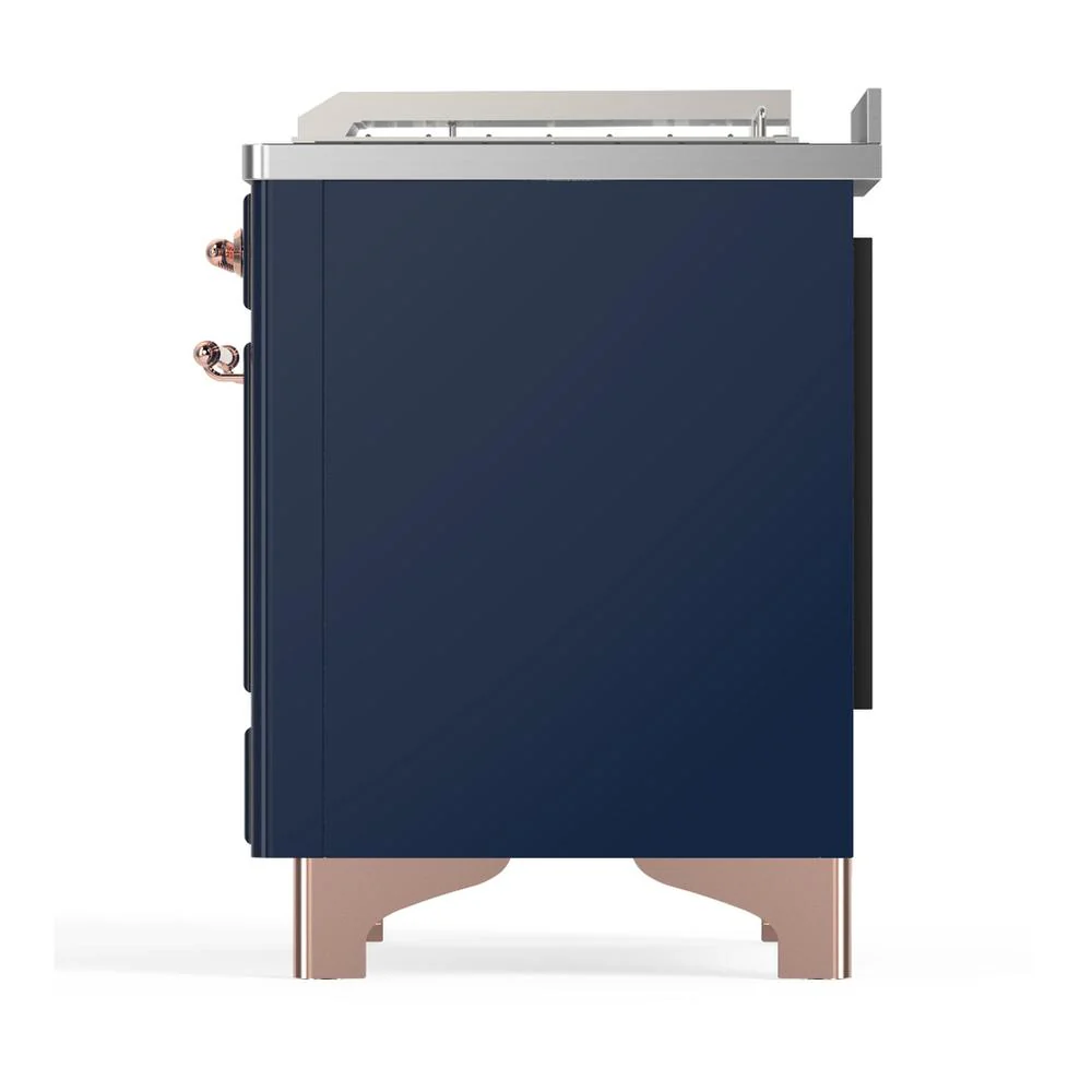 Ilve UM48FSNR3MBP Ilve Um48Fsnr3Mbp Majestic Iii 48 Inch Dual Fuel Range With 5 Black Brass Burners, Griddle And French Top, Dual Function Burner Up To 25,000 Btu (Natural Gas, Triple Glass Door, Midnight Blue, Copper) - Image 9