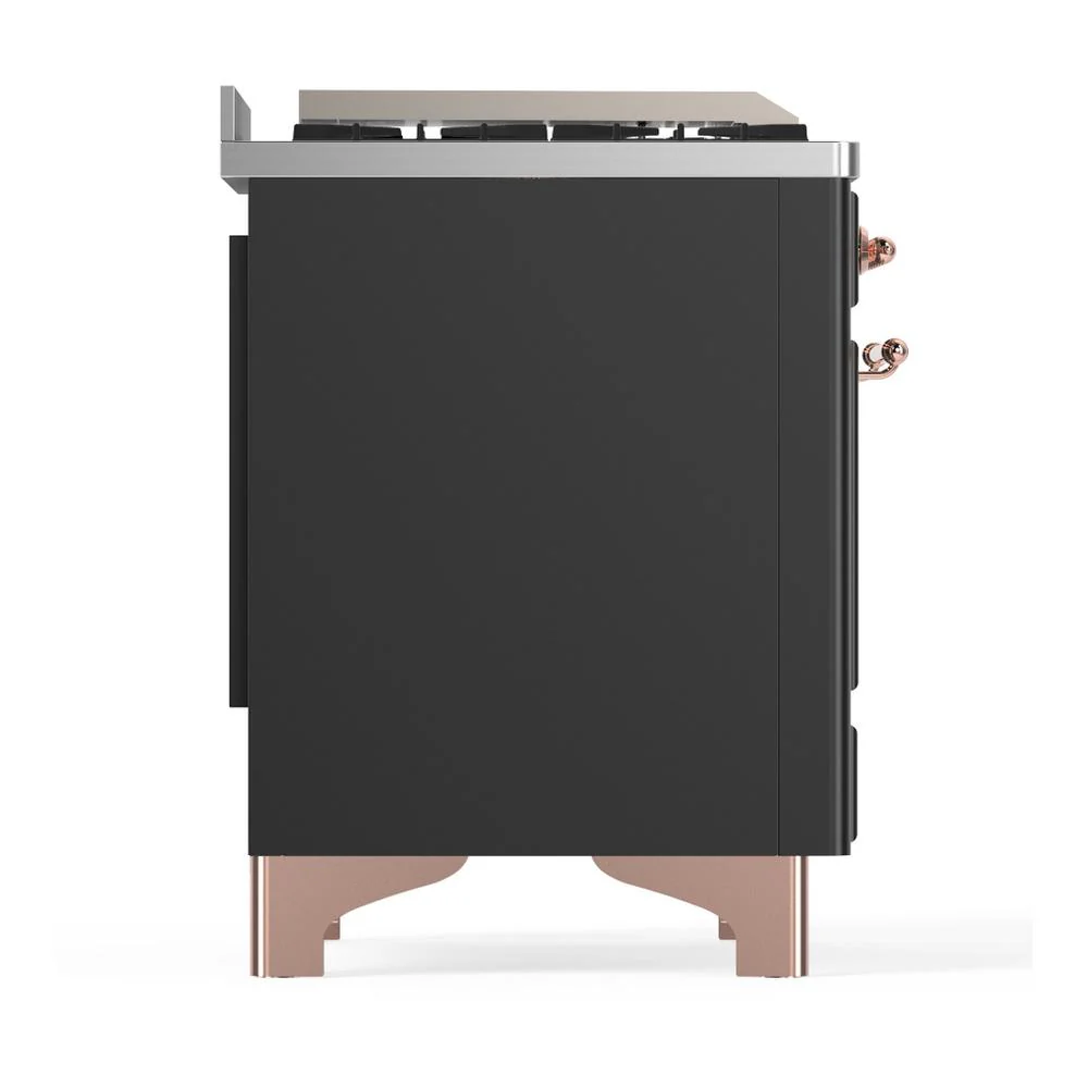 Ilve UM48FSNR3MGP Ilve Um48Fsnr3Mgp Majestic Iii 48 Inch Dual Fuel Range With 5 Black Brass Burners, Griddle And French Top, Dual Function Burner Up To 25,000 Btu (Natural Gas, Triple Glass Door, Graphite Matte, Copper) - Image 8