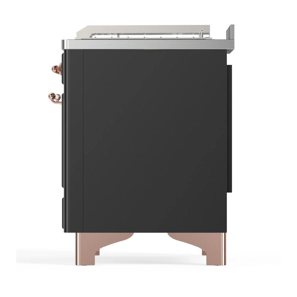 Ilve UM48FSNR3MGPLP Ilve Um48Fsnr3Mgplp Majestic Iii 48 Inch Dual Fuel Range With 5 Black Brass Burners, Griddle And French Top, Dual Function Burner Up To 25,000 Btu (Liquid Propane, Triple Glass Door, Graphite Matte, Copper) - Image 9