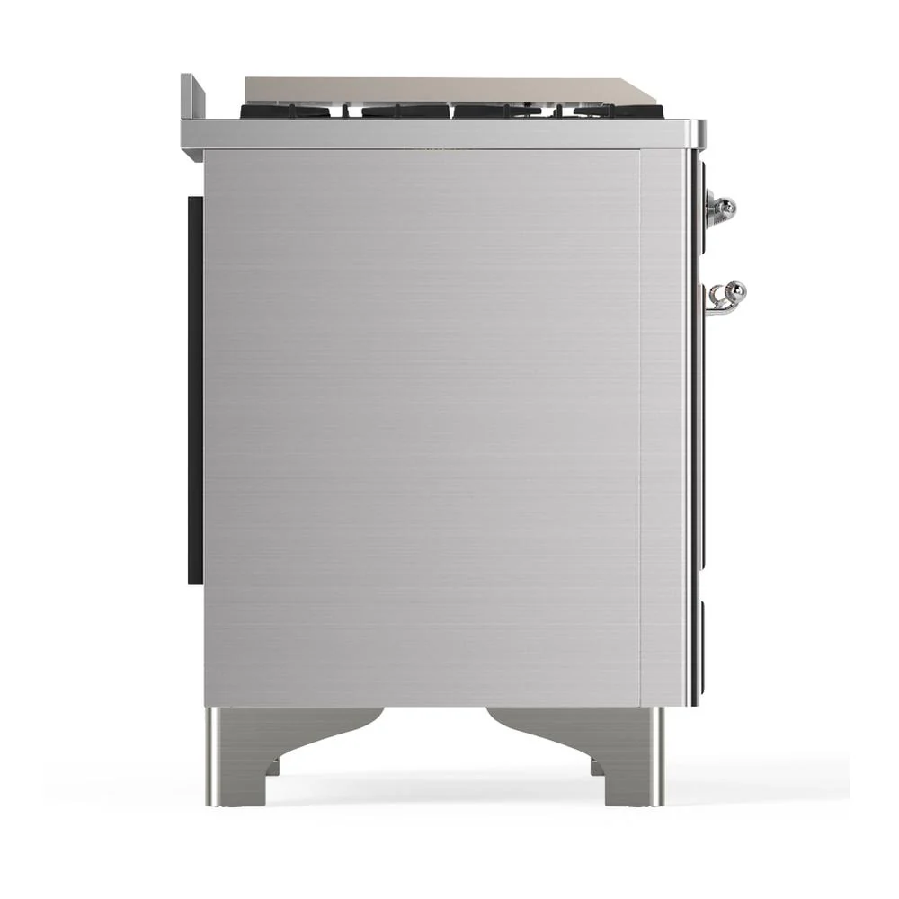 Ilve UM48FSNR3SSCLP Ilve Um48Fsnr3Ssclp Majestic Iii 48 Inch Dual Fuel Range With 5 Black Brass Burners, Griddle And French Top, Dual Function Burner Up To 25,000 Btu (Liquid Propane, Triple Glass Door, Stainless Steel, Chrome) - Image 8