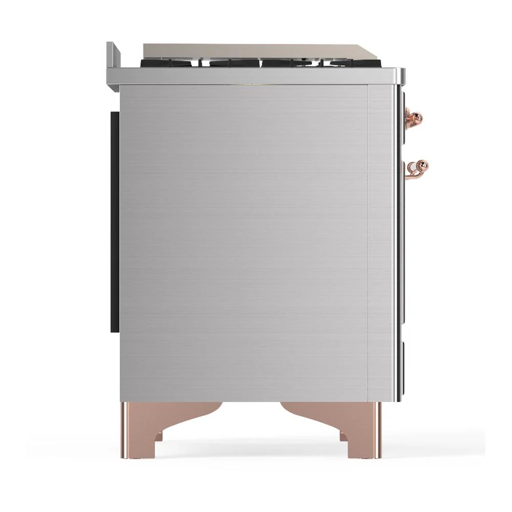 Ilve UM48FSNR3SSP Ilve Um48Fsnr3Ssp Majestic Iii 48 Inch Dual Fuel Range With 5 Black Brass Burners, Griddle And French Top, Dual Function Burner Up To 25,000 Btu (Natural Gas, Triple Glass Door, Stainless Steel, Copper) - Image 8