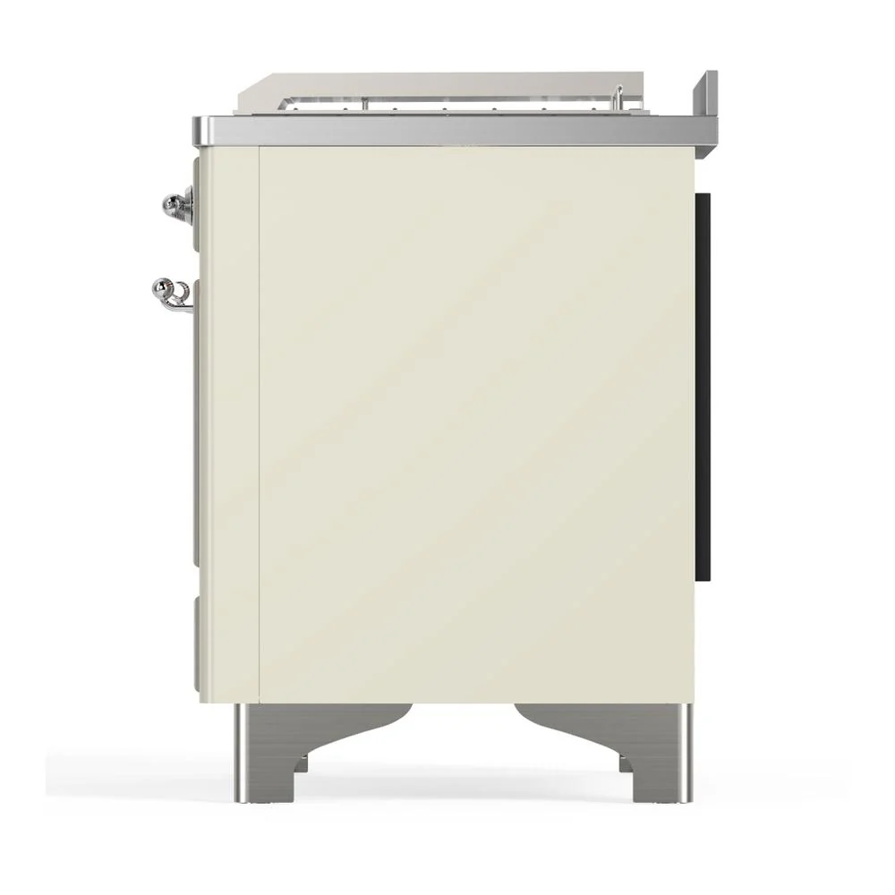 Ilve UM48FSQNR3AWC Ilve Um48Fsqnr3Awc Majestic Iii 48 Inch Dual Fuel Range With 5 Black Brass Burners, Griddle And French Top, Dual Function Burner Up To 25,000 Btu (Natural Gas, Solid Door, Antique White, Chrome) - Image 9