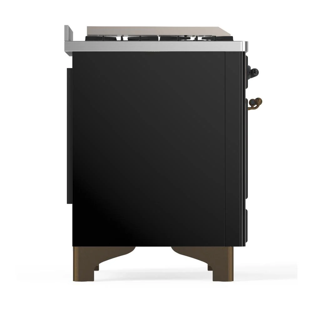 Ilve UM48FSQNR3BKBLP Ilve Um48Fsqnr3Bkblp Majestic Iii 48 Inch Dual Fuel Range With 5 Black Brass Burners, Griddle And French Top, Dual Function Burner Up To 25,000 Btu (Liquid Propane, Solid Door, Glossy Black, Burnished) - Image 8