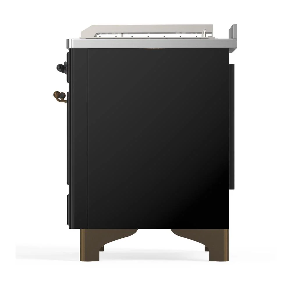 Ilve UM48FSQNR3BKBLP Ilve Um48Fsqnr3Bkblp Majestic Iii 48 Inch Dual Fuel Range With 5 Black Brass Burners, Griddle And French Top, Dual Function Burner Up To 25,000 Btu (Liquid Propane, Solid Door, Glossy Black, Burnished) - Image 9