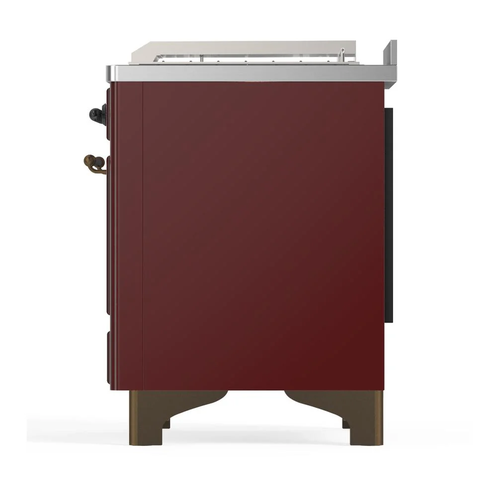 Ilve UM48FSQNR3BUB Ilve Um48Fsqnr3Bub Majestic Iii 48 Inch Dual Fuel Range With 5 Black Brass Burners, Griddle And French Top, Dual Function Burner Up To 25,000 Btu (Natural Gas, Solid Door, Burgundy, Burnished) - Image 9