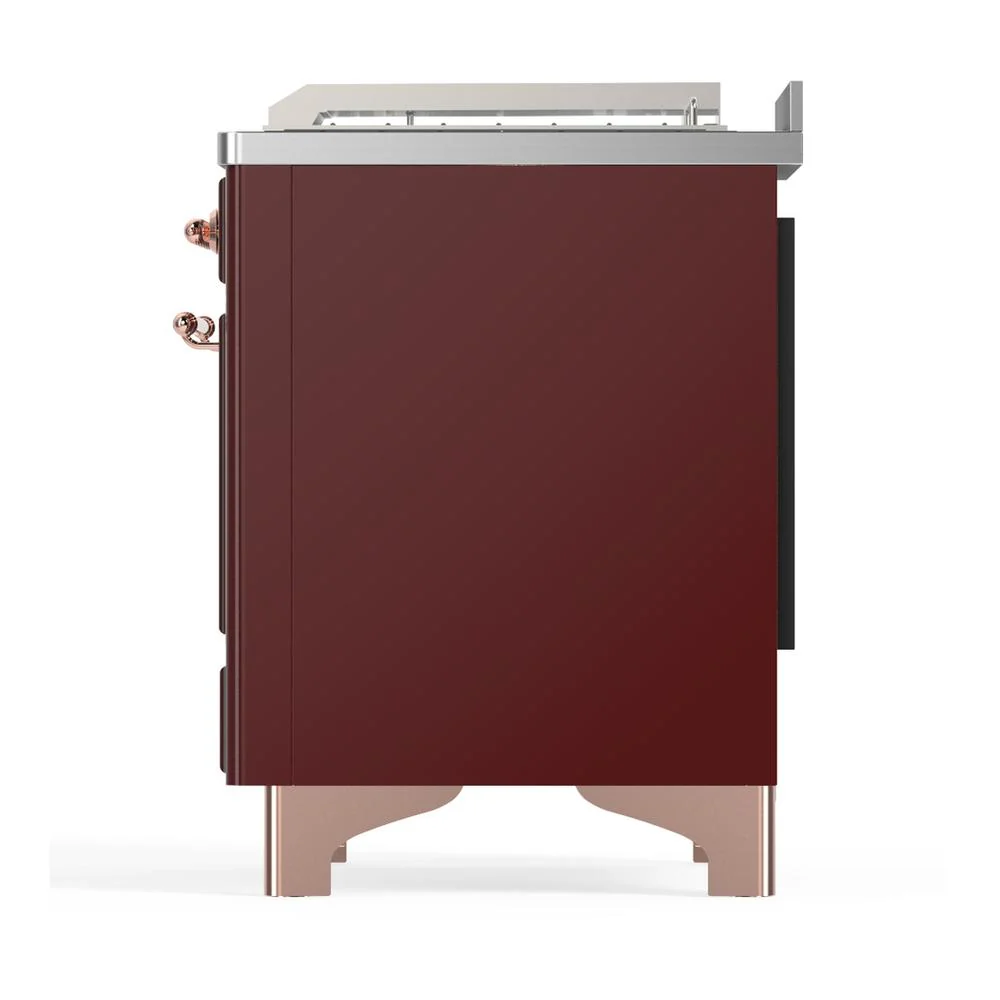 Ilve UM48FSQNR3BUP Ilve Um48Fsqnr3Bup Majestic Iii 48 Inch Dual Fuel Range With 5 Black Brass Burners, Griddle And French Top, Dual Function Burner Up To 25,000 Btu (Natural Gas, Solid Door, Burgundy, Copper) - Image 9