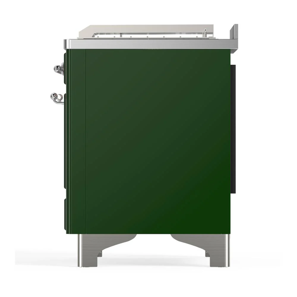 Ilve UM48FSQNR3EGC Ilve Um48Fsqnr3Egc Majestic Iii 48 Inch Dual Fuel Range With 5 Black Brass Burners, Griddle And French Top, Dual Function Burner Up To 25,000 Btu (Natural Gas, Solid Door, Emerald Green, Chrome) - Image 9
