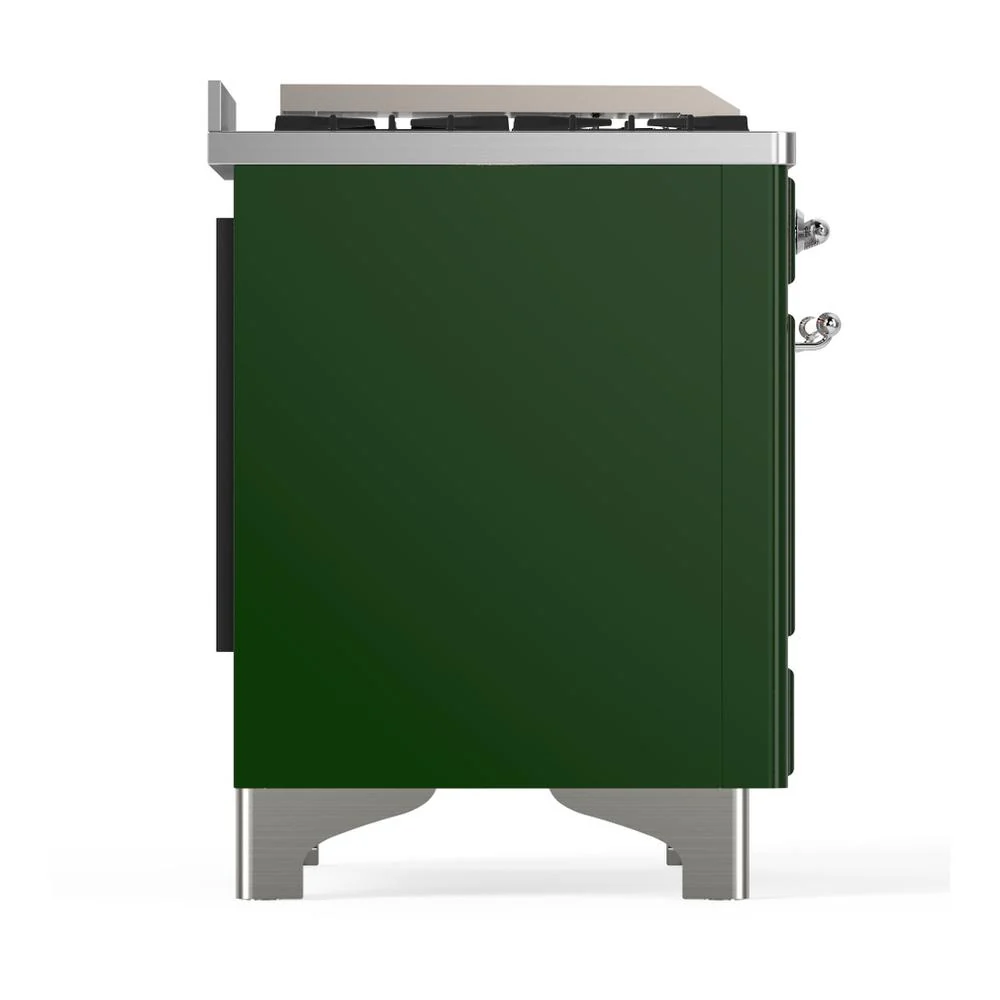 Ilve UM48FSQNR3EGCLP Ilve Um48Fsqnr3Egclp Majestic Iii 48 Inch Dual Fuel Range With 5 Black Brass Burners, Griddle And French Top, Dual Function Burner Up To 25,000 Btu (Liquid Propane, Solid Door, Emerald Green, Chrome) - Image 8