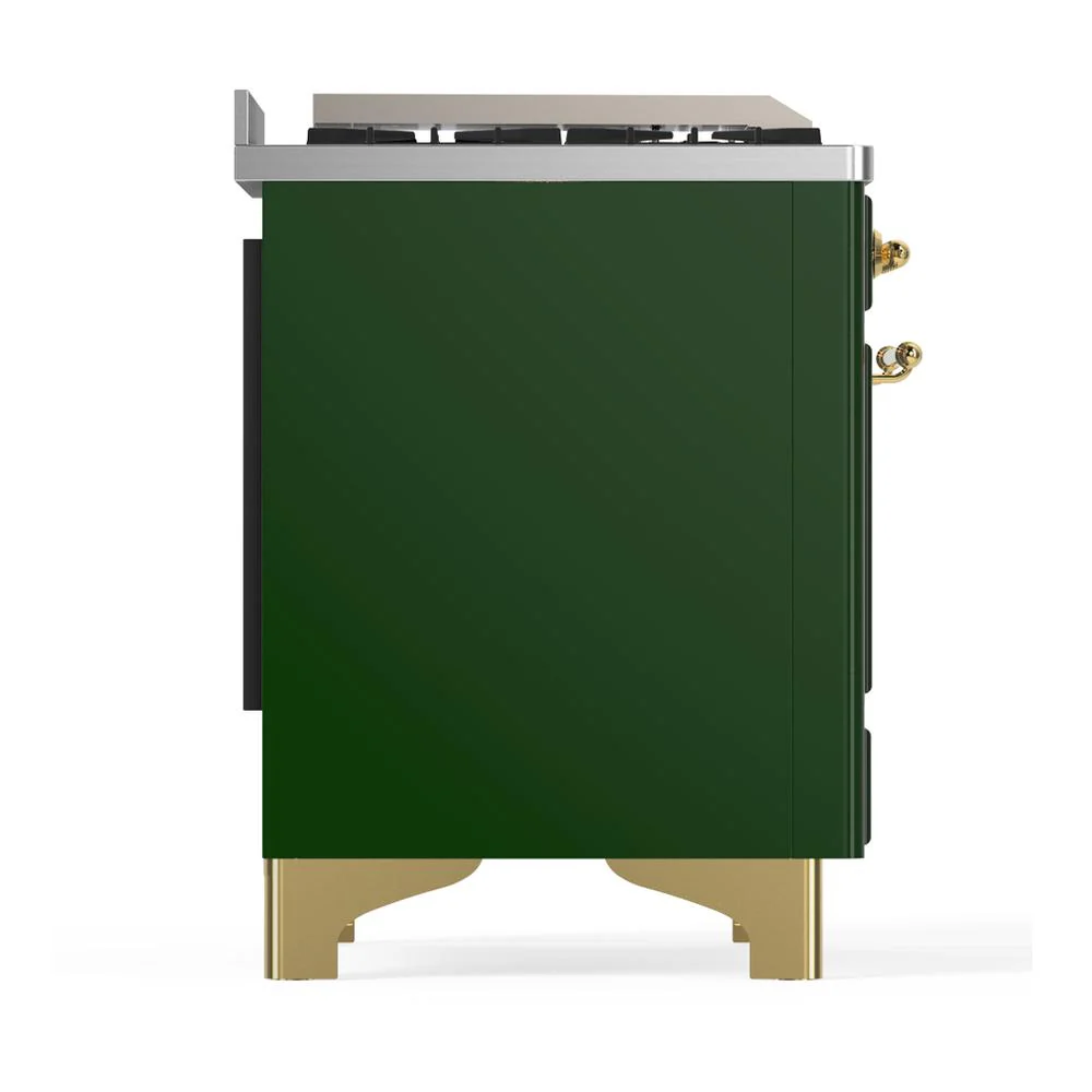 Ilve UM48FSQNR3EGGLP Ilve Um48Fsqnr3Egglp Majestic Iii 48 Inch Dual Fuel Range With 5 Black Brass Burners, Griddle And French Top, Dual Function Burner Up To 25,000 Btu (Liquid Propane, Solid Door, Emerald Green, Brass) - Image 8