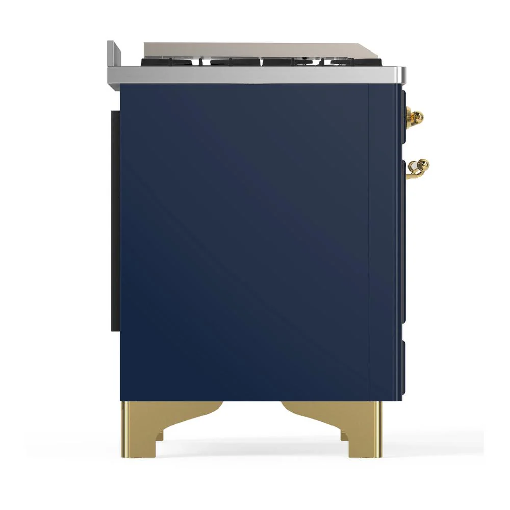 Ilve UM48FSQNR3MBGLP Ilve Um48Fsqnr3Mbglp Majestic Iii 48 Inch Dual Fuel Range With 5 Black Brass Burners, Griddle And French Top, Dual Function Burner Up To 25,000 Btu (Liquid Propane, Solid Door, Midnight Blue, Brass) - Image 8