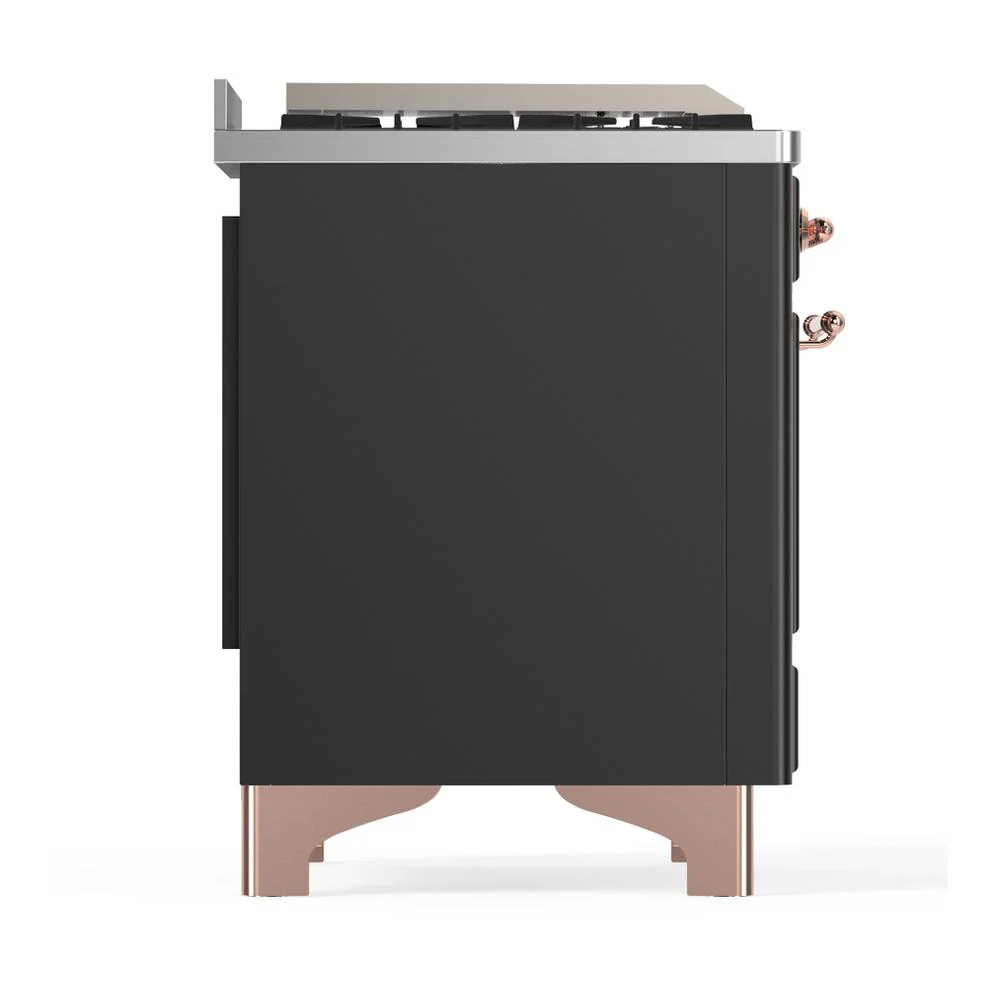 Ilve UM48FSQNR3MGPLP Ilve Um48Fsqnr3Mgplp Majestic Iii 48 Inch Dual Fuel Range With 5 Black Brass Burners, Griddle And French Top, Dual Function Burner Up To 25,000 Btu (Liquid Propane, Solid Door, Graphite Matte, Copper) - Image 8