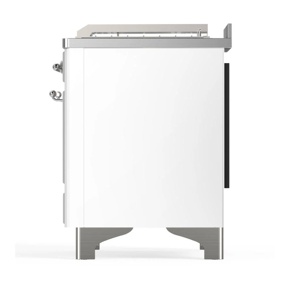 Ilve UM48FSQNR3WHCLP Ilve Um48Fsqnr3Whclp Majestic Iii 48 Inch Dual Fuel Range With 5 Black Brass Burners, Griddle And French Top, Dual Function Burner Up To 25,000 Btu (Liquid Propane, Solid Door, White, Chrome) - Image 9