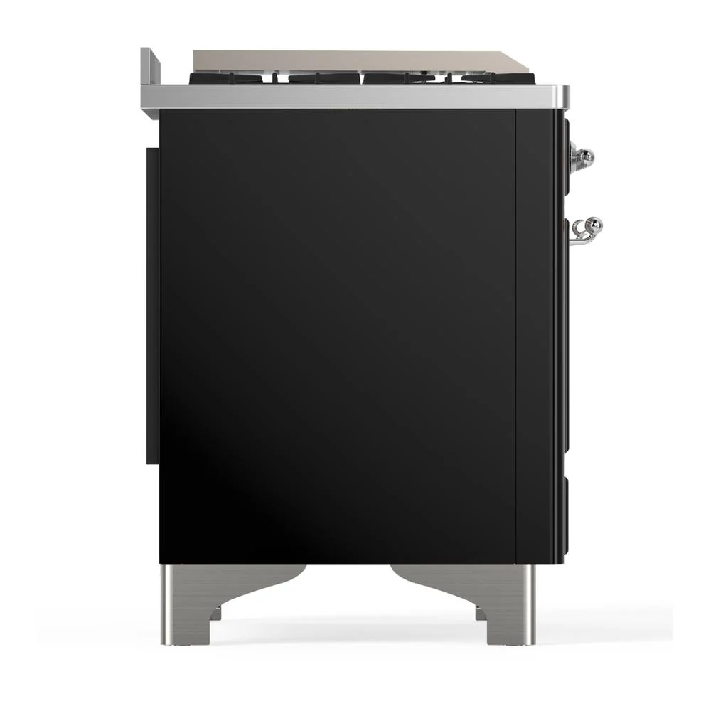 Ilve UM60FNR3BKC Ilve Um60Fnr3Bkc Majestic Iii 60 Inch Dual Fuel Range With 9 Burners And Griddle, Dual Function Burner Up To 25,000 Btu (Natural Gas, Triple Glass Door, Glossy Black, Chrome) - Image 8