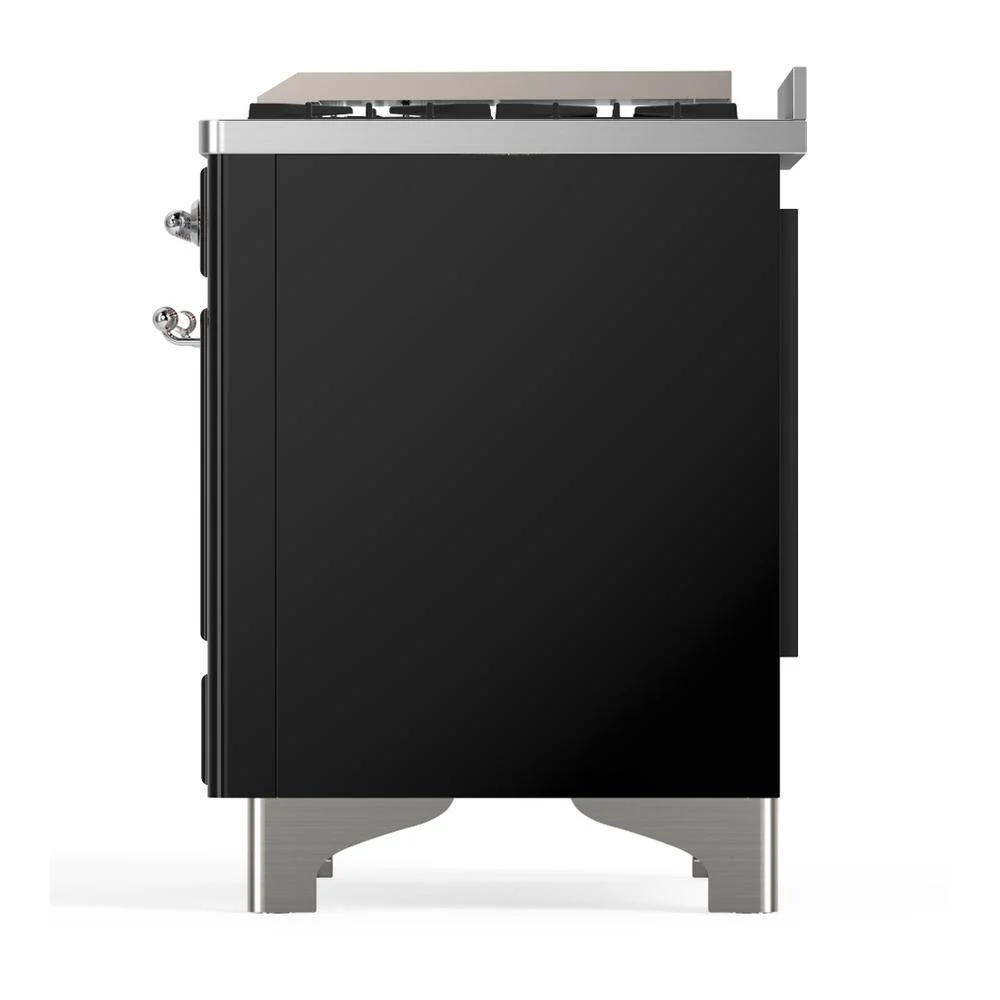 Ilve UM60FNR3BKCLP Ilve Um60Fnr3Bkclp Majestic Iii 60 Inch Dual Fuel Range With 9 Burners And Griddle, Dual Function Burner Up To 25,000 Btu (Liquid Propane, Triple Glass Door, Glossy Black, Chrome) - Image 9