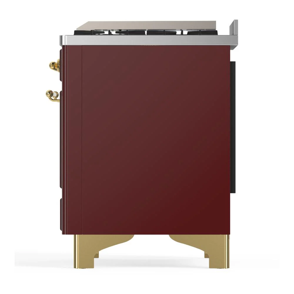 Ilve UM60FNR3BUG Ilve Um60Fnr3Bug Majestic Iii 60 Inch Dual Fuel Range With 9 Burners And Griddle, Dual Function Burner Up To 25,000 Btu (Natural Gas, Triple Glass Door, Burgundy, Brass) - Image 9