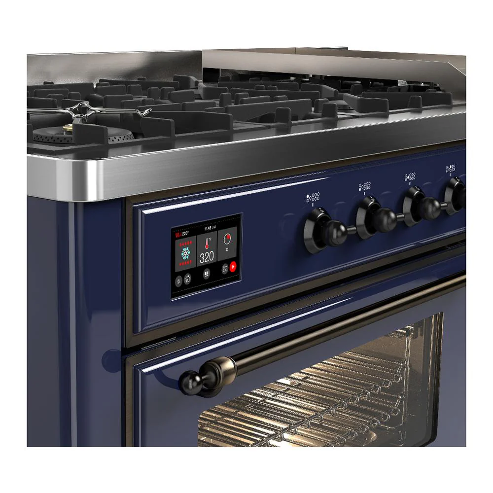 Ilve UM60FNR3MBB Ilve Um60Fnr3Mbb Majestic Iii 60 Inch Dual Fuel Range With 9 Burners And Griddle, Dual Function Burner Up To 25,000 Btu (Natural Gas, Triple Glass Door, Midnight Blue, Burnished) - Image 7