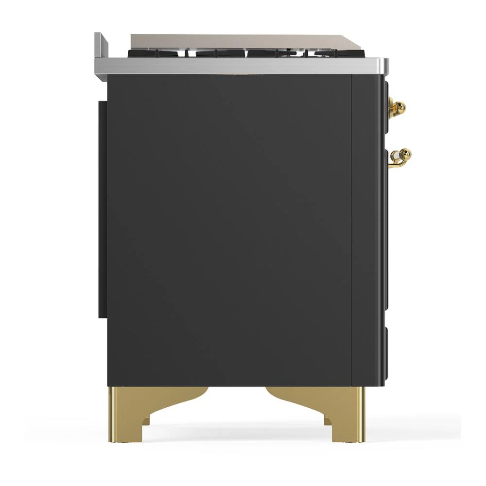 Ilve UM60FNR3MGGLP Ilve Um60Fnr3Mgglp Majestic Iii 60 Inch Dual Fuel Range With 9 Burners And Griddle, Dual Function Burner Up To 25,000 Btu (Liquid Propane, Triple Glass Door, Graphite Matte, Brass) - Image 8