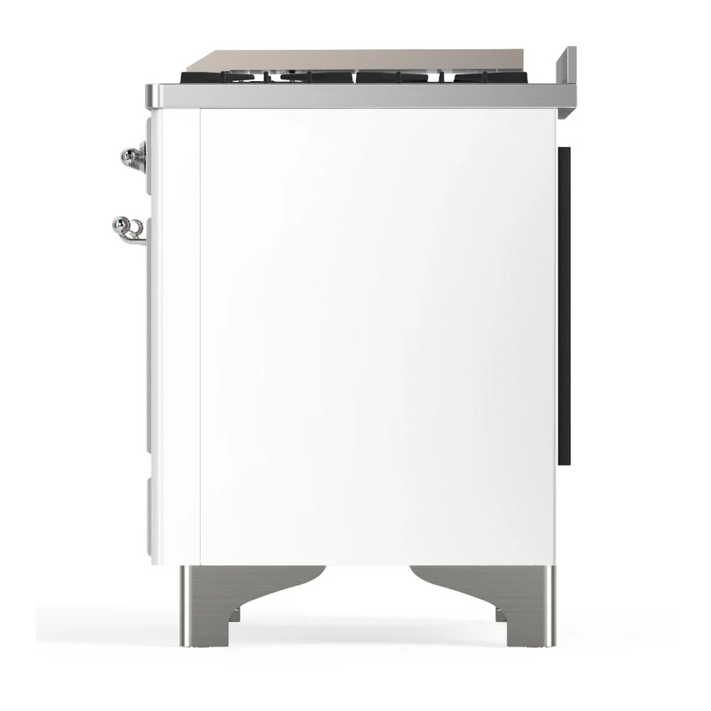 Ilve UM60FNR3WHCLP Ilve Um60Fnr3Whclp Majestic Iii 60 Inch Dual Fuel Range With 9 Burners And Griddle, Dual Function Burner Up To 25,000 Btu (Liquid Propane, Triple Glass Door, White, Chrome) - Image 9