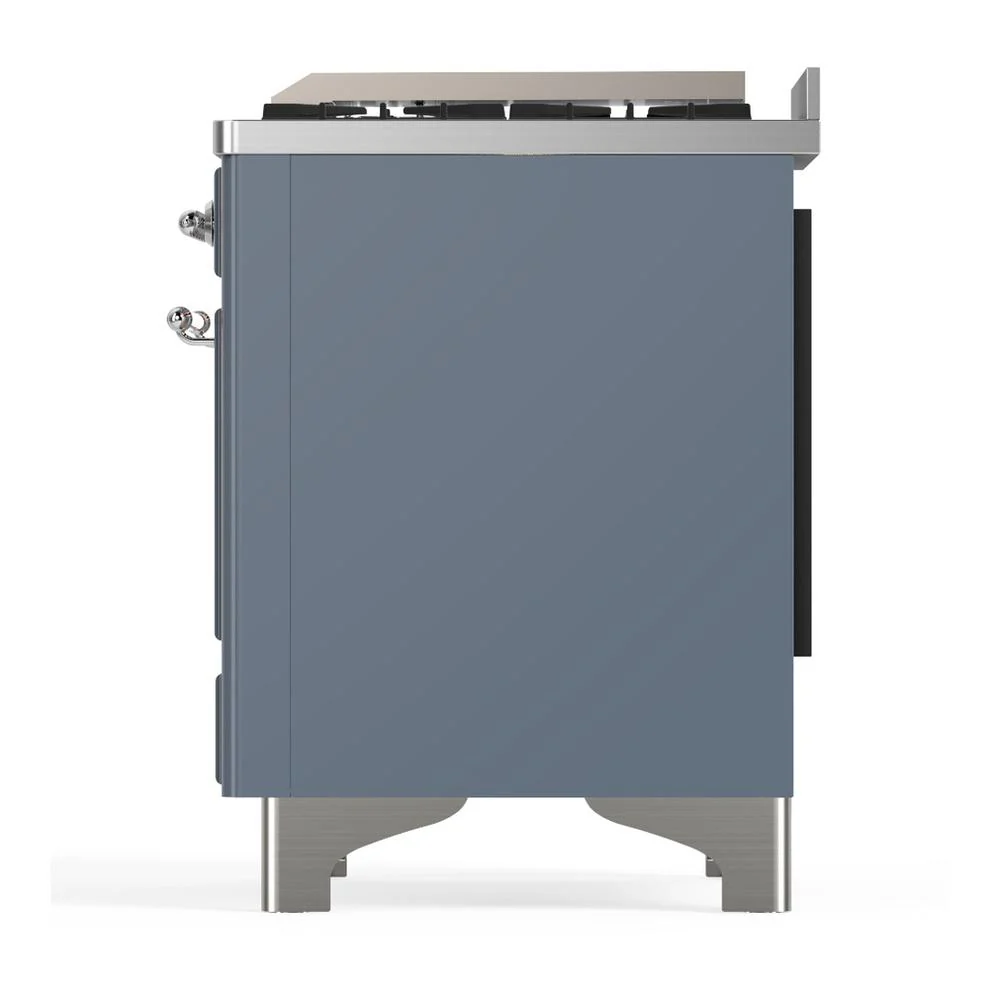Ilve UM60FQNR3BGC Ilve Um60Fqnr3Bgc Majestic Iii 60 Inch Dual Fuel Range With 9 Burners And Griddle, Dual Function Burner Up To 25,000 Btu (Natural Gas, Solid Door, Blue Grey, Chrome) - Image 9