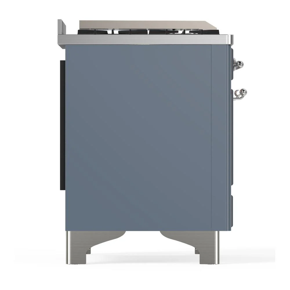 Ilve UM60FQNR3BGCLP Ilve Um60Fqnr3Bgclp Majestic Iii 60 Inch Dual Fuel Range With 9 Burners And Griddle, Dual Function Burner Up To 25,000 Btu (Liquid Propane, Solid Door, Blue Grey, Chrome) - Image 8