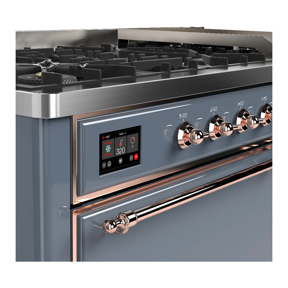 Ilve UM60FQNR3BGP Ilve Um60Fqnr3Bgp Majestic Iii 60 Inch Dual Fuel Range With 9 Burners And Griddle, Dual Function Burner Up To 25,000 Btu (Natural Gas, Solid Door, Blue Grey, Copper) - Image 7