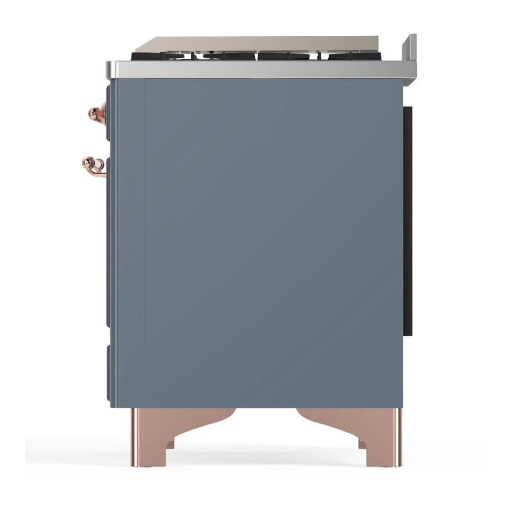 Ilve UM60FQNR3BGP Ilve Um60Fqnr3Bgp Majestic Iii 60 Inch Dual Fuel Range With 9 Burners And Griddle, Dual Function Burner Up To 25,000 Btu (Natural Gas, Solid Door, Blue Grey, Copper) - Image 9