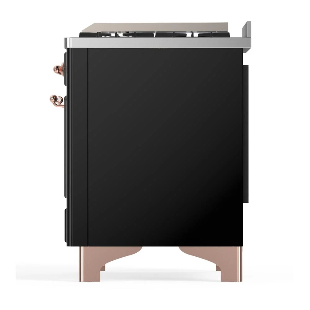 Ilve UM60FQNR3BKP Ilve Um60Fqnr3Bkp Majestic Iii 60 Inch Dual Fuel Range With 9 Burners And Griddle, Dual Function Burner Up To 25,000 Btu (Natural Gas, Solid Door, Glossy Black, Copper) - Image 9
