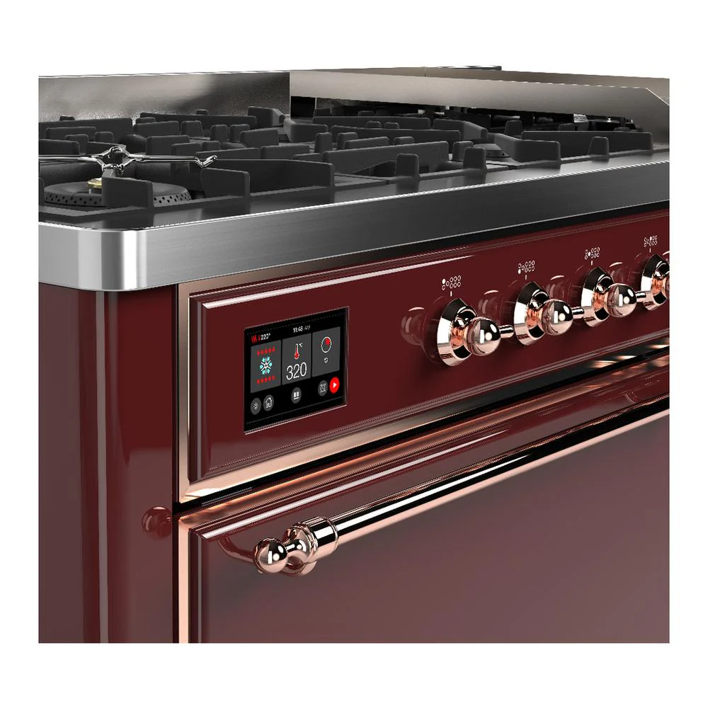 Ilve UM60FQNR3BUP Ilve Um60Fqnr3Bup Majestic Iii 60 Inch Dual Fuel Range With 9 Burners And Griddle, Dual Function Burner Up To 25,000 Btu (Natural Gas, Solid Door, Burgundy, Copper) - Image 7