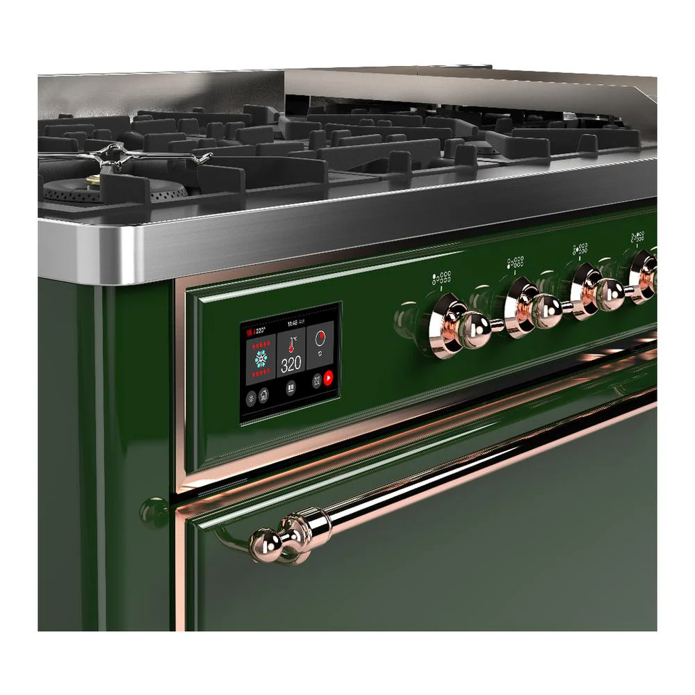 Ilve UM60FQNR3EGPLP Ilve Um60Fqnr3Egplp Majestic Iii 60 Inch Dual Fuel Range With 9 Burners And Griddle, Dual Function Burner Up To 25,000 Btu (Liquid Propane, Solid Door, Emerald Green, Copper) - Image 7