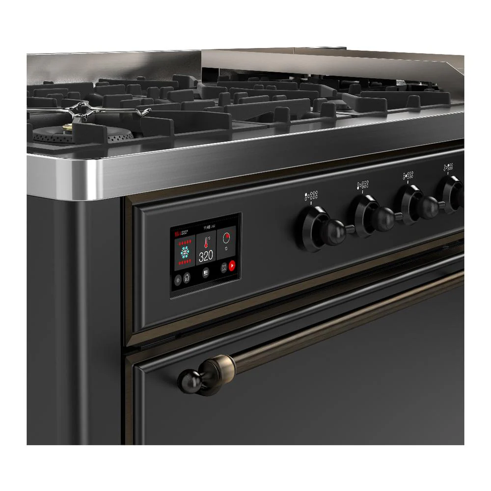 Ilve UM60FQNR3MGBLP Ilve Um60Fqnr3Mgblp Majestic Iii 60 Inch Dual Fuel Range With 9 Burners And Griddle, Dual Function Burner Up To 25,000 Btu (Liquid Propane, Solid Door, Graphite Matte, Burnished) - Image 7